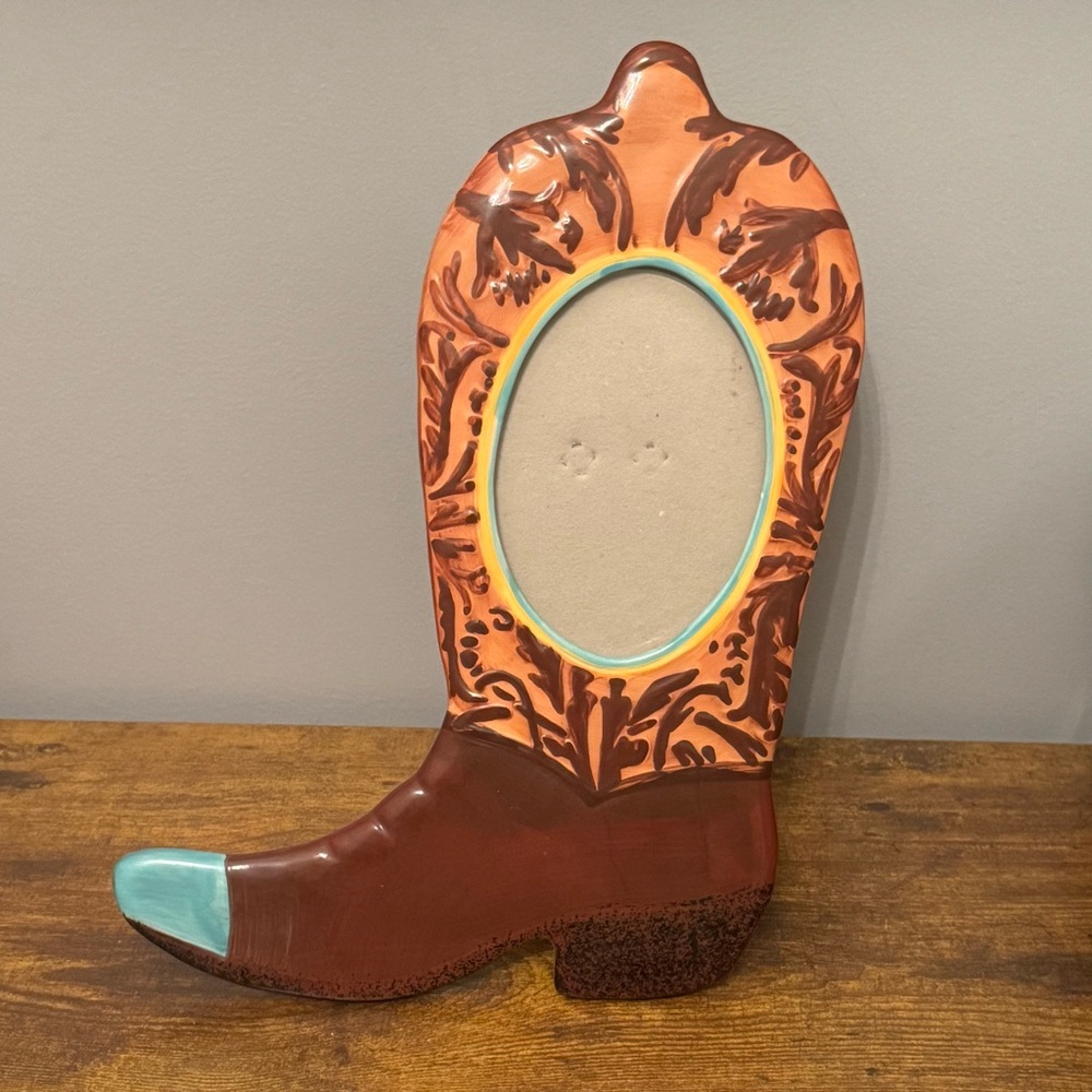 Becky‎ Denny Western Boot Picture Frame Pacific Handcrafted Hand-Painted